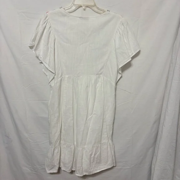 Knox Rose embroidered yoke dress, in a cotton gauze fabric and a tie neck - Picture 5 of 9